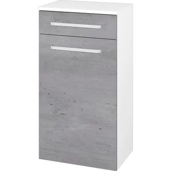 Koupelnový nábytek Dřevojas Nízká skříňka DOS SNDZ 50 - N01 Bílá lesk / Úchytka T01 / D01 Beton / Levé