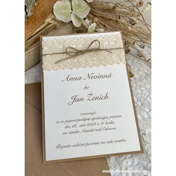 Svatební dekorace Pod Rukama Svatební oznámení Rustikal II. Barevnost: krémová, přírodní, Velikost v cm: obdélník 12x17