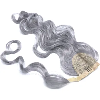 Příčesek Clip culík / cop ze 100% japonského kanekalonu 60cm vlnitý - silver