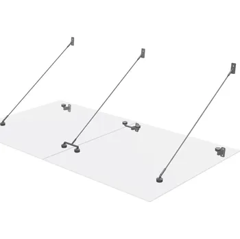 Stříška nad vchodové dveře VCHODOVÁ STŘÍŠKA ZÁVĚSNÁ 2,8x1,5m s 3táhly ESG/VSG nerez Sklo čiré tvrzené.lepené ESG.VSG tl.10mm 5.5.2