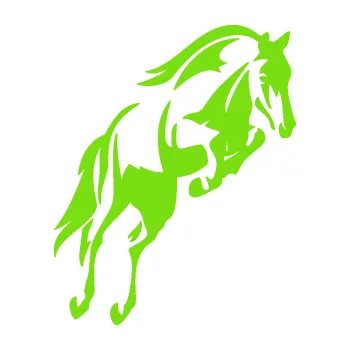 Samolepící dekorace Kůň 099 pravá ve skoku na zadních (04 - zelená kawasaki) SAMOLEPKA NA AUTO, NÁLEPKA, FÓLIE, POLEP, TUNING, VLASTNÍ TEXT, TISK, AUTOSAMOLEPKY.cz, POLEPY, OBRÁZEK, LOGO, 3D STICKERS