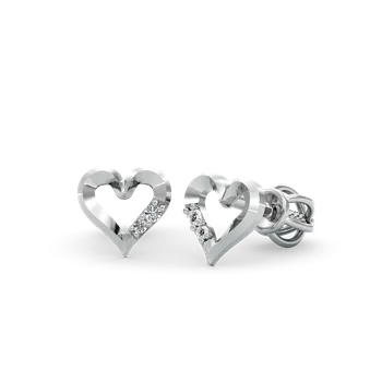 Náušnice SOLUNA FERVICA půvabné zlaté náušnice se zirkony srdíčka bílé zlato na šroubek