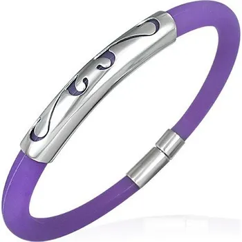 Náramek Pryžový náramek s ocelovým zapínáním a vzorem - TCL191BA