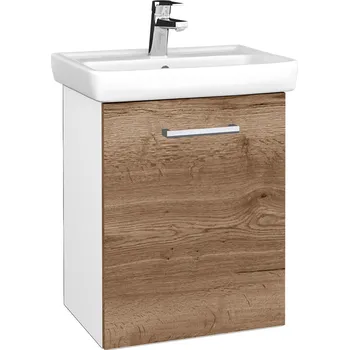 Koupelnový nábytek Dřevojas Koupelnová skříňka DOOR SZD 50 - N01 Bílá lesk / Úchytka T03 / D21 Tobacco / Pravé