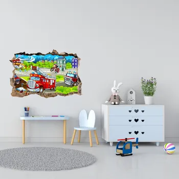 Samolepící dekorace Samolepka na zeď "Hasiči" 56x85 cm
