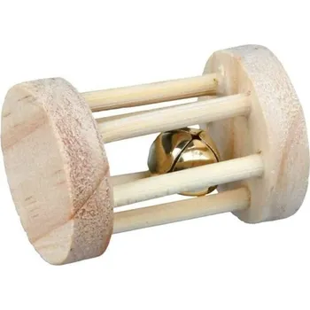 Hračka pro kočku Dřevěný váleček na hraní, s rolničkou, ø 3.5 × 5 cm