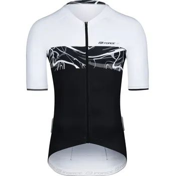 cyklistický dres dres FORCE ART kr. rukáv, černo-bílý S