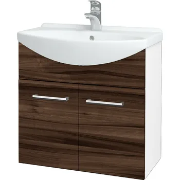 Koupelnový nábytek Dřevojas Koupelnová skříňka TAKE IT SZD2 65 - N01 Bílá lesk / Úchytka T03 / D06 Ořech