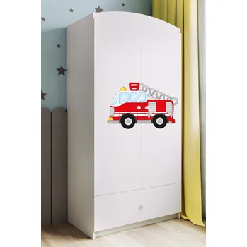 Šatní skříň Dětská skříň Babydreams 90 cm hasičské auto bílá