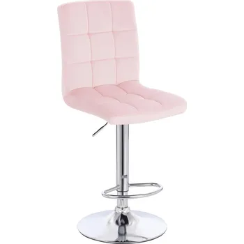 Barová židle Barová židle Vestland velur na stříbrném talíři - růžový