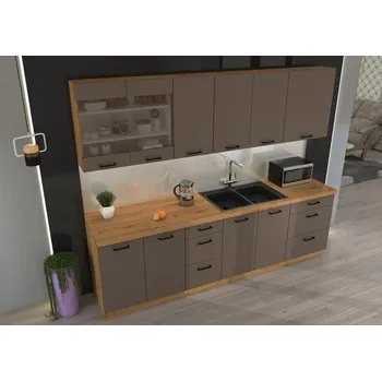 Kuchyňská linka Kuchyňská linka BOLONIA artisan/truffle grey, Sestava A, 260 cm