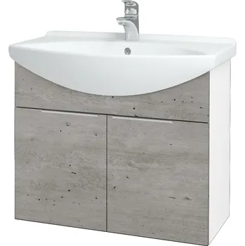 Koupelnový nábytek Dřevojas Koupelnová skříňka TAKE IT SZD2 75 - N01 Bílá lesk / Úchytka T05 / D01 Beton