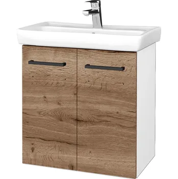 Koupelnový nábytek Dřevojas Koupelnová skříňka DOOR SZD2 60 - N01 Bílá lesk / Úchytka T06 / D21 Tobacco