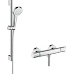 Hansgrohe Croma Select S BÍLÁ/CHROM Vario sprchová souprava na stěnu s termostatem Ecostat Comfort a sprchovou tyčí 65 cm