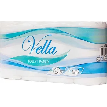 Toaletní papír VELLA toaletní papír Exclusive 250 útržků, 8 ks/bal, 2 vrstvá 100% celulóza