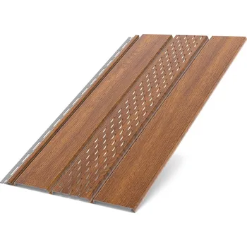 BRYZA střešní podhledová deska perforovaná plastová, délka 3M, šířka 305 mm, Dub zlatý