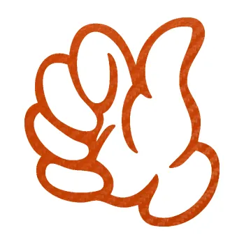 Samolepící dekorace SAMOLEPKA Ruka 002 levá palec nahoru (54 - 3D karbon oranžový) NA AUTO, NÁLEPKA, FÓLIE, POLEP, TUNING, VLASTNÍ TEXT, TISK, AUTOSAMOLEPKY.cz, POLEPY, OBRÁZEK, LOGO, SAMOLEPKY