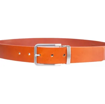 Opasek Hnědý kožený opasek se stříbrnou sponou