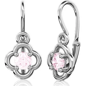 Náušnice Couple, Dětské náušnice Camille, bílé zlato s růžovým zirkonem, 6680675-0-0-8