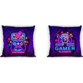 Dekorativní polštářek FARO Povlak na polštářek Gamer Neon Bavlna, 40/40 cm