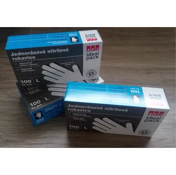 Pracovní rukavice Ideal Pack, rukavice nitrilové L, v krabičkách po 100 ks