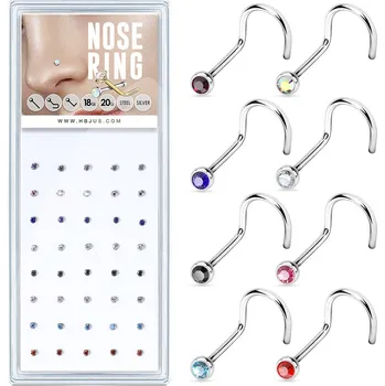 Souprava šperků Šperky4U Sada 40ti piercingů do nosu, 2mm zirkon, tl. 0,8 mm - N0000-24