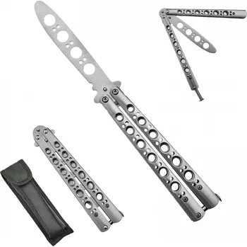 Bojový nůž CHZ Prémiový tréninkový balisong "PRO-TRAIN" s pouzdrem/stříbrný