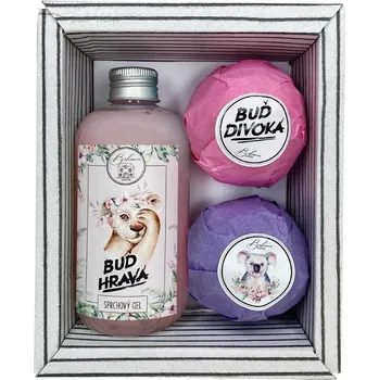 Sprchový gel Mediabox spol. s r.o. Kosmetická sada Buď hravá - sprchový gel a 2x šumivá bomba