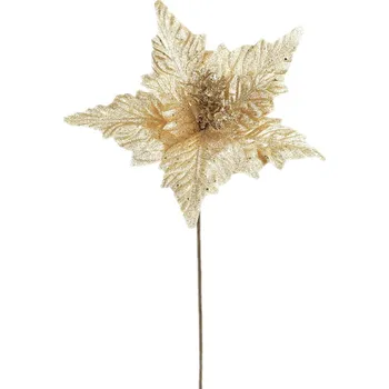 umělá květina Poinsetie třpytivá - zlatá