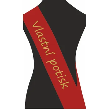 Karnevalový doplněk ON-DESIGN Šerpa VLASTNÍ POTISK Barva: červená, Barva potisku: zlatá metalická, Fonty písma: Segoe Print