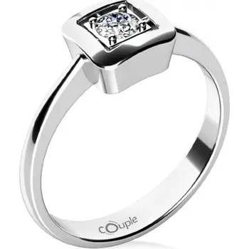 Prsten Couple, Delia – prsten v bílém zlatě se zirkonem, vel.: 50, ø15,9 mm, 6860595-0-50-1