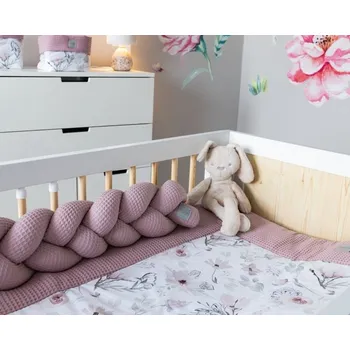 Příslušenství pro dětskou postel a kolébku Mantinel pletený cop Vafel, Magnólie, 220 x 16 cm