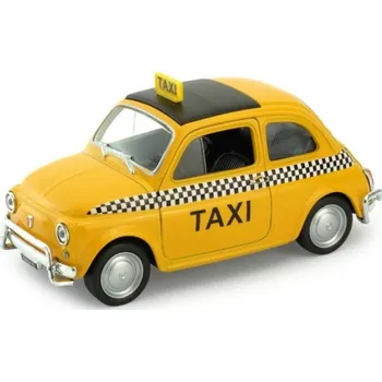 autíčko Welly Fiat Nuova 500 Taxi, žlutý 1:34