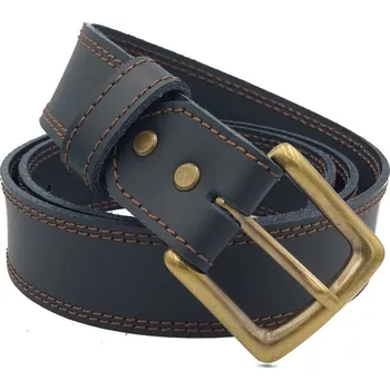 Opasek opaskujse Kožený opasek premium, černá kůže, hnědé prošití, spona zakulacená mosazná Délka opasku: 115 cm
