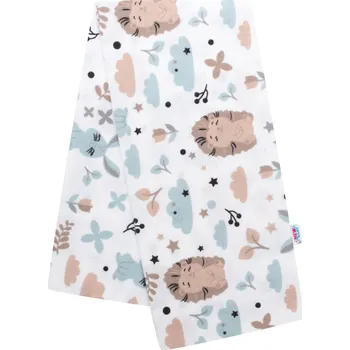 látková plena New Baby Flanelová plena s potiskem bílá 70 x 80 cm