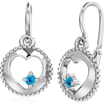 Náušnice Couple, Srdíčkové dětské náušnice Orin, bílé zlato s barevnými zirkony, 6680682-0-0-26