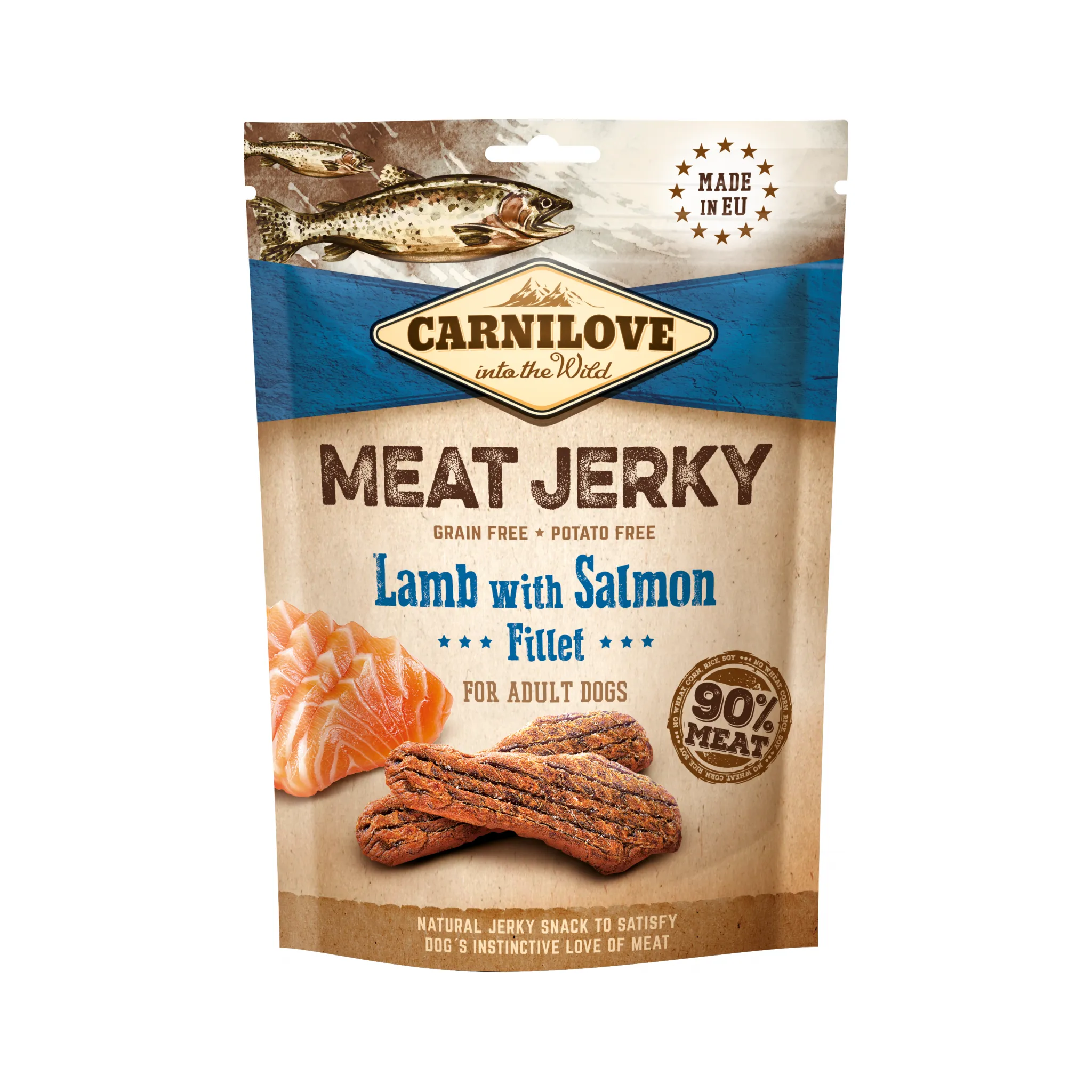 Fotografie 1 - Pamlsek pro psa Carnilove Jerky Lamb & Salmon Fillet 100 g