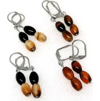 Náušnice Achátové naušnice oválky (s chirurgickou ocelí)