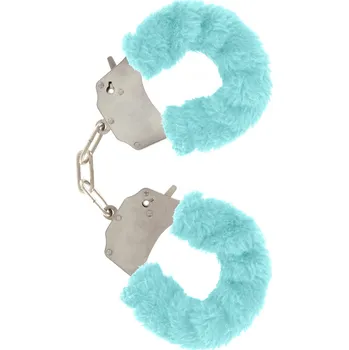 Kovová pouta s modrým plyšem Toy Joy Furry Fun Cuffs Blue