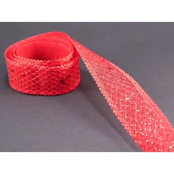 Stuha Stuha se červeným okrajem - červená - šíře 2,5 cm