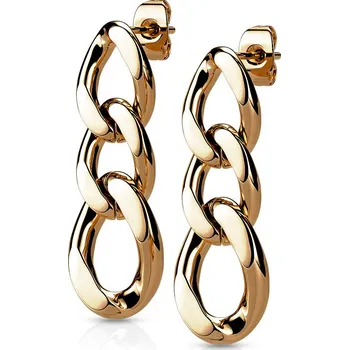 Náušnice Šperky4U Zlacené visací řetězové ocelové náušnice - OPN1905-RD