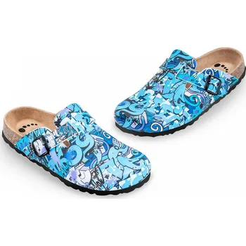 Dámská zdravotní obuv Obuv zdravotní FORcare 102042 modrá potisk graffiti Velikost: 39