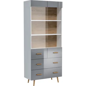 Knihovna Eoshop Vitrína Brela S2D2W, šedá / bílá, lamino