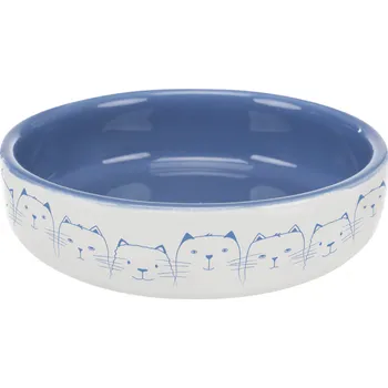 Miska pro psa TRIXIE Široká keramická miska modrá s kočičkami 15 cm, 300 ml