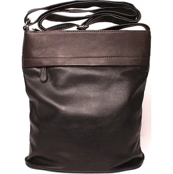 Kabelka Středně velká černo-tmavěhnědá kožená crossbody kabelka CiNiNO no. 1465