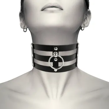 Erotická ozdoba Coquette Hand Crafted Choker Fetish Ring 229294 Black