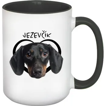 Hrnek velký barevný s potiskem Jezevčík