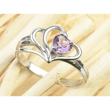 Prsten Ametyst srdce prsten standard brus Ag 925/1000
