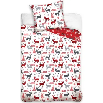 Povlečení TipTrade Vánoční sobi 200 x 220, 2x 70 x 90 cm zipový uzávěr