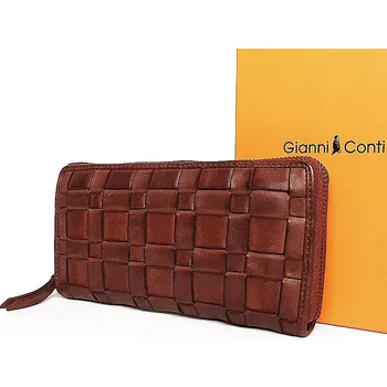 Peněženka Luxusní celozipová hnědá kožená peněženka Gianni Conti no. 4538
